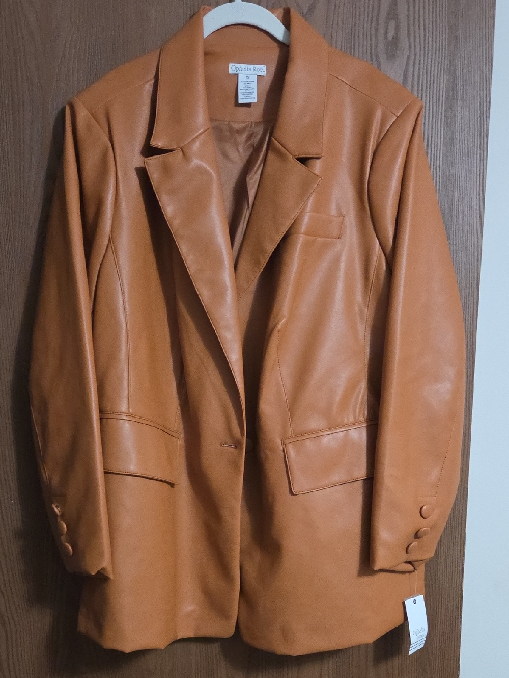 Ophelia Roe Women's Congac Faux Leather Blazer